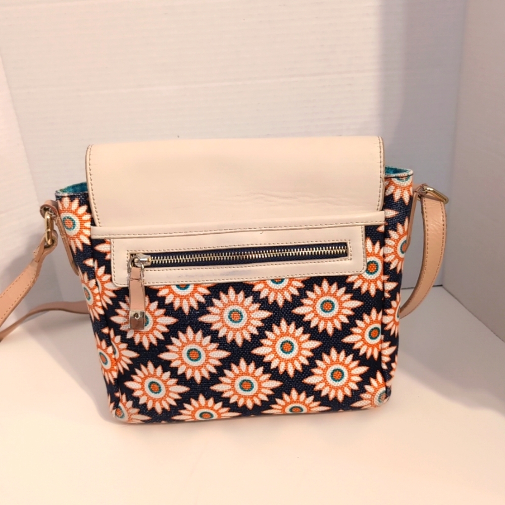 Spartina 449 Dauguskie Island Leather And Linen Floral Turquoise Crossbody‎ Bag - Picture 5 of 14